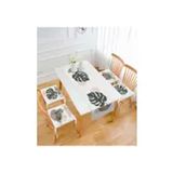 RealHomes 40x40 cm Renkli Tropik Yaprak Tasarımlı 4 Pofidik Sandalye Minderi ve 1 Runner Seti