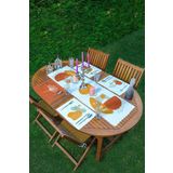 RealHomes 4+1 Beyaz Zemin Turuncu Soyut Tasarımlı Amerikan Servis & Runner Seti