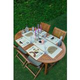 RealHomes 4+1 Krem Zeminli Etnik Tasarımlı Amerikan Servis & Runner Seti