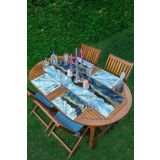 RealHomes 4+1 Mavi Mermer Tasarımlı Amerikan Servis & Runner Seti
