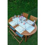RealHomes 4+1 Mavi Zemin Yaprak Motifli Amerikan Servis & Runner Seti