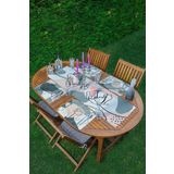 RealHomes 4+1 Onedraw Gül Çizimli Amerikan Servis & Runner Seti