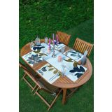RealHomes 4+1 Pastel Renkli Yaprak Tasarımlı Amerikan Servis & Runner Seti