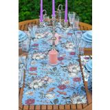RealHomes 4+1 Pastel Zemin Kurumuş Çiçek Çizimli Amerikan Servis & Runner Seti