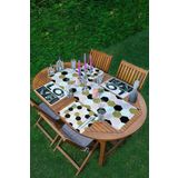 RealHomes 4+1 Pembe Renkli Geometrik Love Tasarımlı Amerikan Servis & Runner Seti