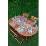 RealHomes 4+1 Renkli Çini Desenli Modern Amerikan Servis & Runner Seti, ServisRunner-Set218