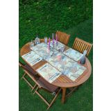 RealHomes 4+1 Renkli Sonbahar Yaprakları Motifli Amerikan Servis & Runner Seti, ServisRunner-Set110