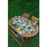 RealHomes 4+1 Renkli Yaprak Tasarımlı Amerikan Servis & Runner Seti, ServisRunner-Set129