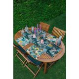 RealHomes 4+1 Renkli Yaprak Tasarımlı Amerikan Servis & Runner Seti, ServisRunner-Set132
