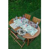 RealHomes 4+1 Renkli Zemin Üzerinde Çiçek Desenli Modern Amerikan Servis & Runner Seti, ServisRunner-Set191