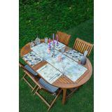 RealHomes 4+1 Renkli Zemin Üzerinde Yaprak Desenli Amerikan Servis & Runner Seti