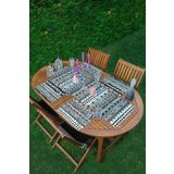 RealHomes 4+1 Siyah Beyaz Etnik Motifli Amerikan Servis & Runner Seti