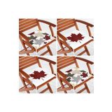 RealHomes 4'lü Yaprak Tasarımlı Ekoseli Yılbaşı Konsept Modern Fermuarlı Sandalye Minderi Seti