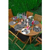 RealHomes 53 6-1'li Siyah Beyaz Zebra Desen Tasarımlı Supla Runner Seti