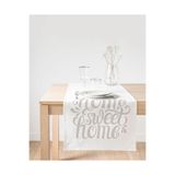 Realhomes Açık Gri Home Sweet Home Dekoratif Süet Runner