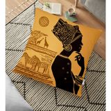 RealHomes African Etnik Tasarım Dijital Baskılı Dekoratif 70x70 cm Yer Minderi