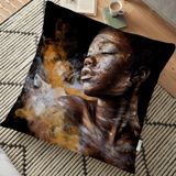 RealHomes African Woman Etnik Desenli Dijital Baskılı 70x70 cm Yer Minderi