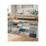RealHomes Anadolu Zeminde Patchwork Motifli Etnik Desenli Vintage Sade & Şık Kaymaz Taban Saçaklı Halı HaliDik-Deluxe-11166, 60 x 120