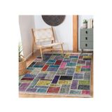 RealHomes Anadolu Zeminde Patchwork Motifli Yöresel Desenli Vintage Oturma Odası Yatak Odası Saçaklı Halı HaliDik-Deluxe-11165, 80 x 300