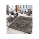 RealHomes Antika Zeminde Yöresel Motifli Geleneksel Desenli Vintage Avangarde Salon Yatak Odası Saçaklı Halı HaliDik-Deluxe-11497, 150 x 200