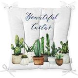 RealHomes Beatiful Cactus Baskılı Dijital Pofidik Sandalye Minderi
