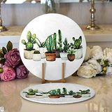 RealHomes Beatiful Cactus Dijital Baskılı Modern 2 1 Yuvarlak Servis Altlığı Supla