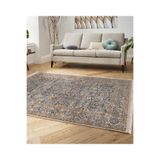 RealHomes Bej Zeminde Hereke Motifli Dokuma Desenli Avangarde Vintage Oturma Odası Dış Mekan Saçaklı Halı HaliDik-Deluxe-11470, 80 x 200