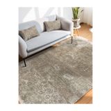 RealHomes Bej Zeminde Patchwork Motifli Çiçek Desenli Eskitme Motifli Oturma Odası Yatak Odası Saçaklı Halı HaliDik-Deluxe-11151, 100 x 150
