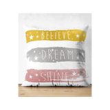 RealHomes Believe Dream Shine Çizimli Modern Dijital Baskılı Çift Taraflı Süet Yastık Kılıfı