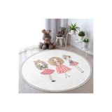 RealHomes Best Friends Çocuk & Genç Odası Makinede Yıkanabilir Kaymaz Tabanlı Püsküllü Yuvarlak Çocuk Halısı, HaliYuv-Deluxe-3459-90cmCap