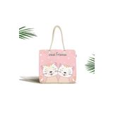 RealHomes Best Friends Kediler Özel Tasarımlı Fermuarlı Plaj Çantası, Canta-5708