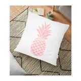 RealHomes Beyaz Zeminde Pembe Ananas Tasarımlı Dijital Baskılı 70x70 cm Yer Minderi
