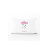 RealHomes Beyaz Zeminde Pembe Bulutlu Baby Shower Çocuk Odası Dikdörtgen Yastık Kılıfı
