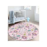 RealHomes Big Dreams Yazılı Bebek Temalı Çocuk Odası Makinede Yıkanabilir Kaymaz Tabanlı Yuvarlak Kadife Halı HaliYuv-Comfort-1214, 180 x 180
