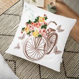 RealHomes Bisiklet Desenli Dijital Baskılı Dekoratif 70x70 cm Yer Minderi