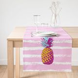 Realhomes Canlı Renkli Ananas Motifli Dijital Baskılı Süet Runner