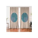 RealHomes Çift Kanat Pastel Zemin Üzerinde Antik Desenli Dijital Baskılı Fon Perde, Rh-PerdeCift-8170-140x260cm