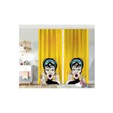 RealHomes Çift Kanat Pop Art Resimli Dijital Baskılı Bebek Odası Fon Perde