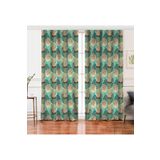 RealHomes Çift Kanat Renkli Zemin Uzerinde Onedraw Çizimli Dijital Baskılı Fon Perde, Rh-PerdeCift-7182-140x200cm