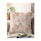 RealHomes Çift Taraflı Beyaz Zemin Üzerinde Pembe Tropikal Yaprak Desenli Modern Raşel Örme Yastık Kılıfı, Sonil-K5357-43x43cm