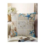 RealHomes Çift Taraflı Deniz Yıldızı Dijital Baskılı Dekoratif Raşel Örme Yastık Kırlent Kılıfı, Sonil-K-36-55x55cm