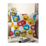 RealHomes Çift Taraflı Emoji Ve Like Dijital Baskılı Modern Raşel Örme Yastık Kılıfı, Sonil-K-4934-55x55cm