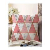 RealHomes Çift Taraflı Geometrik Üçgen Şekilli Mermer Desenli Raşel Örme Yastık Kırlent Kılıfı, Sonil-K3148-43x43cm