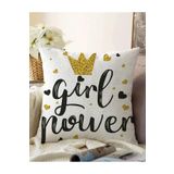 RealHomes Çift Taraflı Girl Power Yazı Desenli Dijital Baskılı Modern Raşel Örme Yastık Kılıfı, Sonil-K2123-43x43cm