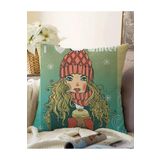 RealHomes Çift Taraflı Kış Temalı Pop Art Desenli Dijital Baskılı Modern Raşel Örme Yastık Kılıfı, Sonil-K2181-43x43cm