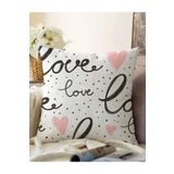 RealHomes Çift Taraflı Love Dijital Baskılı Pembe Kalpli Dekoratif Raşel Örme Yastık Kırlent Kılıfı, Sonil-K2082-43x43cm
