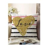 RealHomes Çift Taraflı Love Yaldızlı Kalp Desenli Dijital Baskılı Modern Raşel Örme Yastık Kılıfı, Sonil-K2131-43x43cm