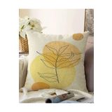 RealHomes Çift Taraflı Onedraw Çizimli Yaprak Desenli Dijital Baskılı Modern Raşel Örme Yastık Kılıfı, Sonil-K7453-43x43cm