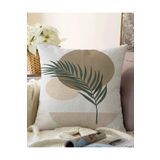 RealHomes Çift Taraflı Onedraw Çizimli Yaprak Desenli Dijital Baskılı Modern Raşel Örme Yastık Kılıfı, Sonil-K7514-43x43cm