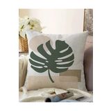 RealHomes Çift Taraflı Onedraw Çizimli Yaprak Desenli Dijital Baskılı Modern Raşel Örme Yastık Kılıfı, Sonil-K7515-43x43cm
